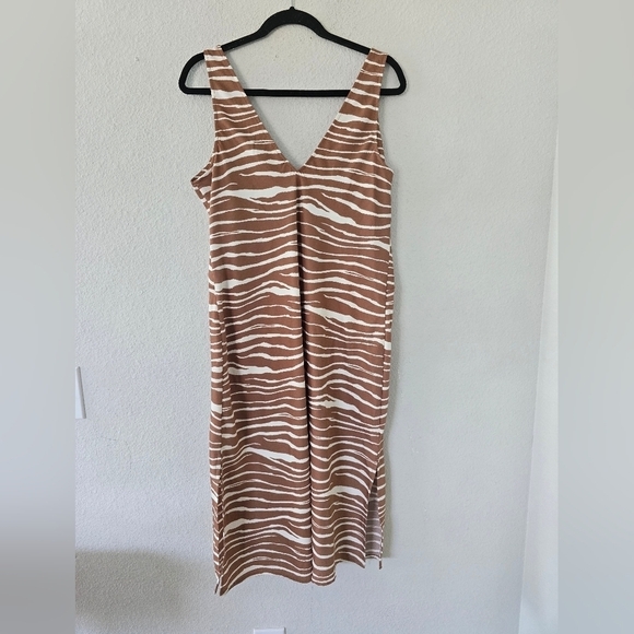 A New Day Slip Dress Women Beige Zebra Print Sz L Babydoll Minimalist New - Picture 8 of 15